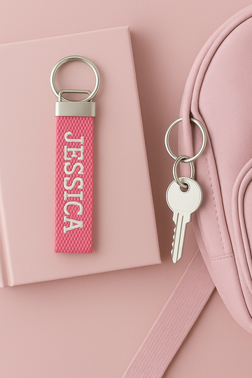 Custom Embroidered Name Tag Keychain: Personalized 2cm Cotton Bag Label