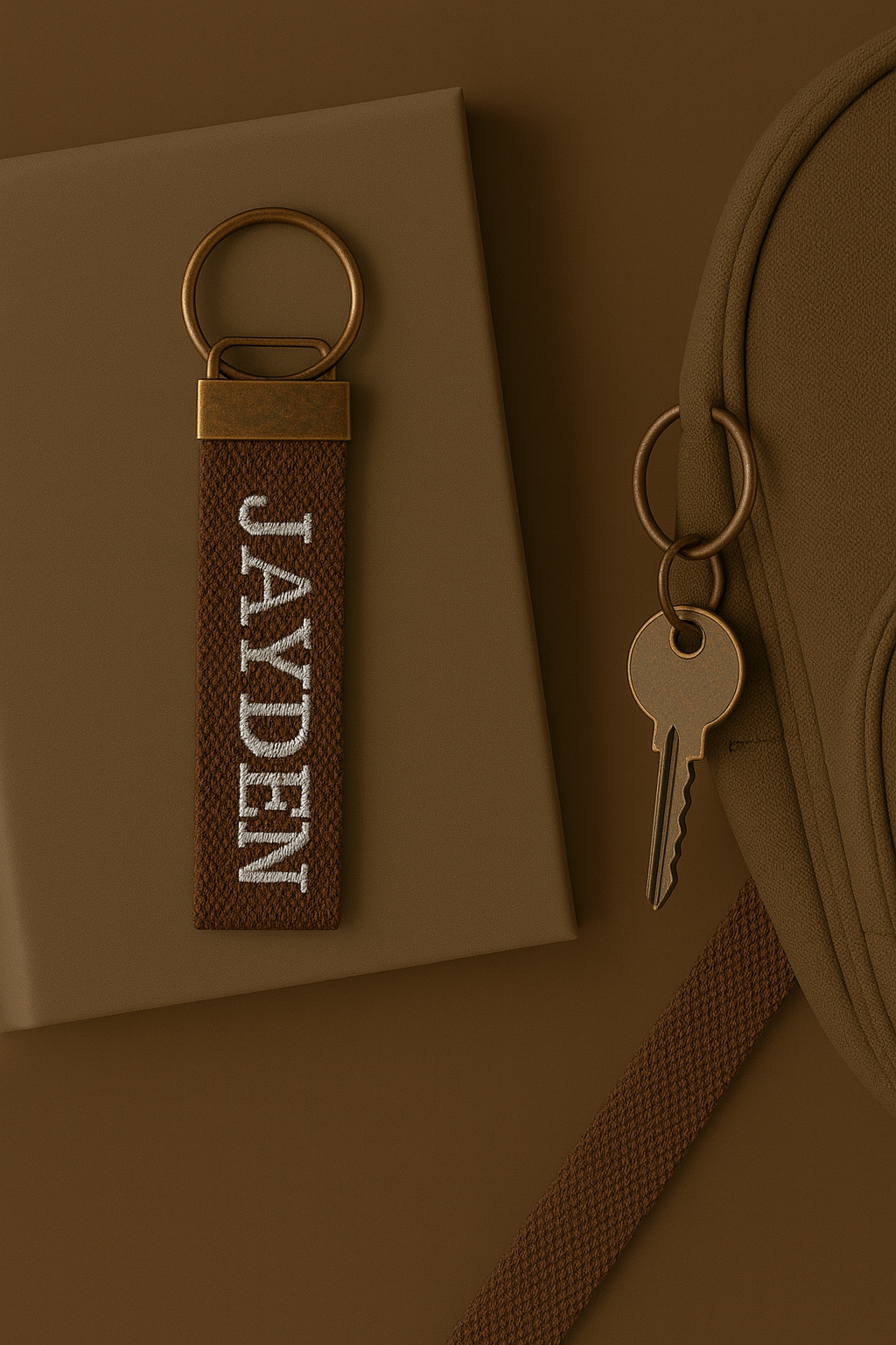 Custom Embroidered Name Tag Keychain: Personalized 2cm Cotton Bag Label