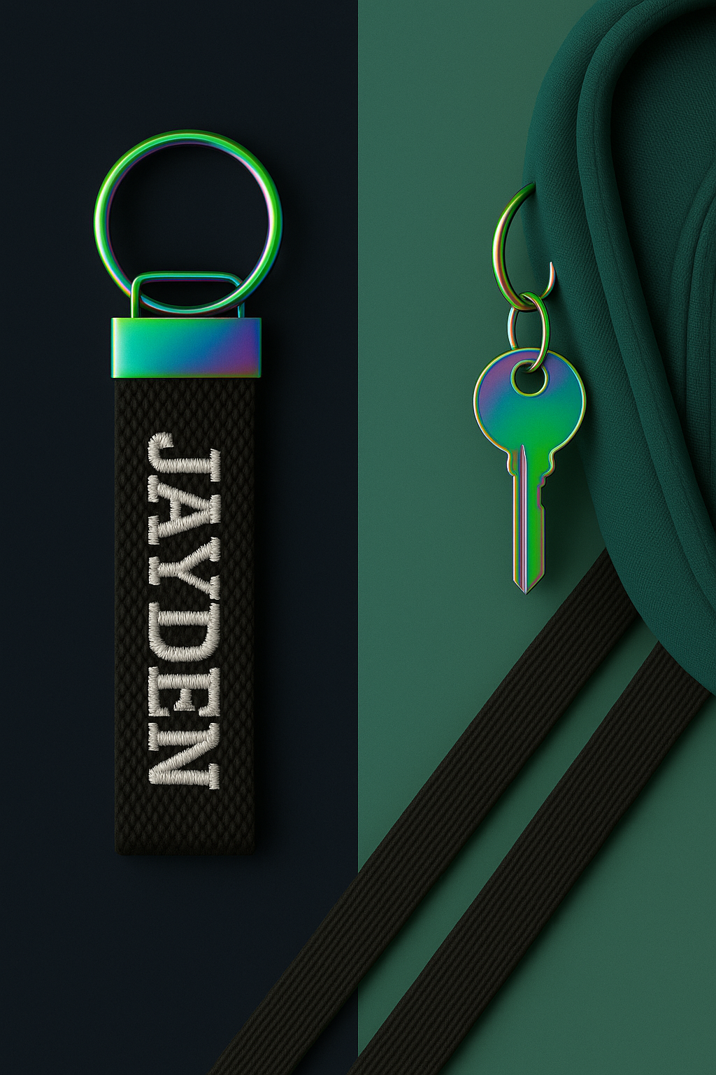 Custom Embroidered Name Tag Keychain: Personalized 2cm Cotton Bag Label