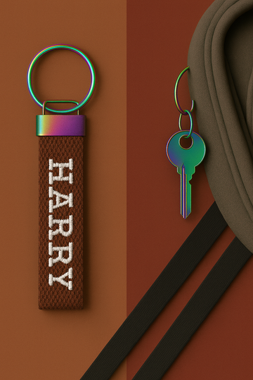 Custom Embroidered Name Tag Keychain: Personalized 2cm Cotton Bag Label