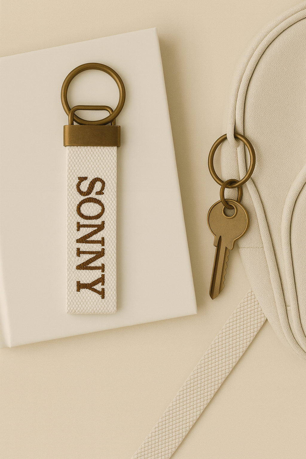 Custom Embroidered Name Tag Keychain: Personalized 2.5cm Cotton Bag Label