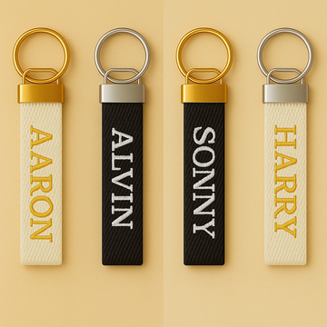 Custom Embroidered Name Tag Keychain: Personalized 2.5cm Cotton Bag Label