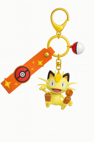 Adorable Pokémon Meowth Keychain | Cute Meowth Bag Charm & Key Ring