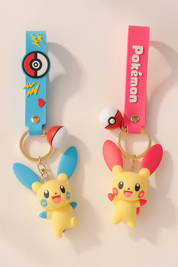 Adorable Pokémon Plusle And Minun Keychain | Cute Plusle And Minun Bag Charm & Key Ring