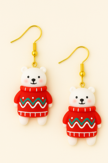 Christmas Dangles Earrings – Christmas Polar Bear