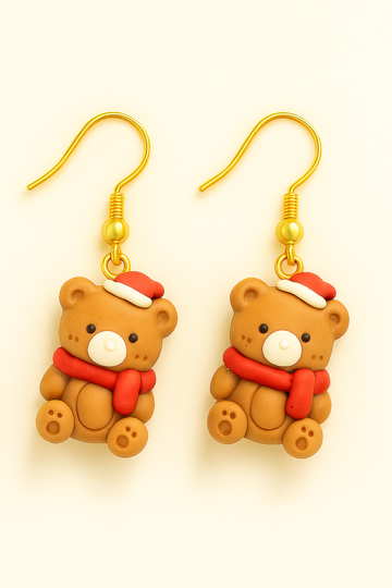 Christmas Dangle Earrings – Teddy Bear