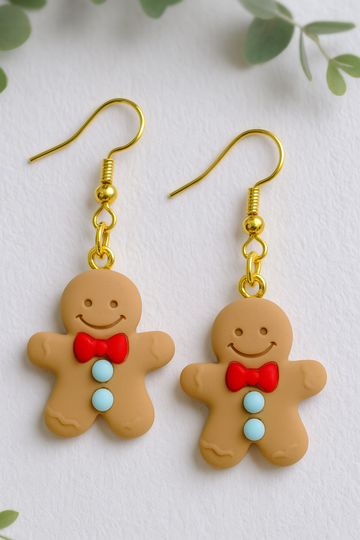 Christmas Dangles Earrings – Xmas Gingerbread Man