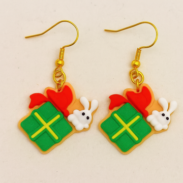 Christmas Dangles Earrings – Christmas Gift Box Cookies Earrings
