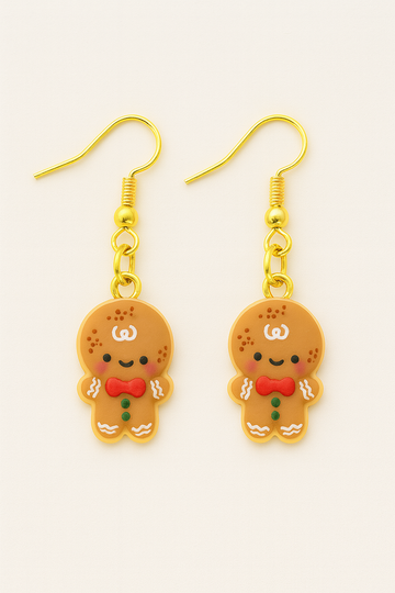 Christmas Dangles Earrings – Gingerbread Man Cookies Earrings