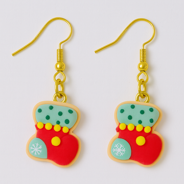 Christmas Dangles Earrings – Christmas Socks Cookies Earrings