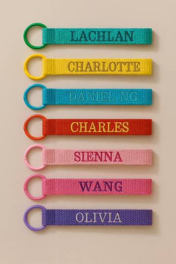 Personalised Embroidered Name Tag Keychain