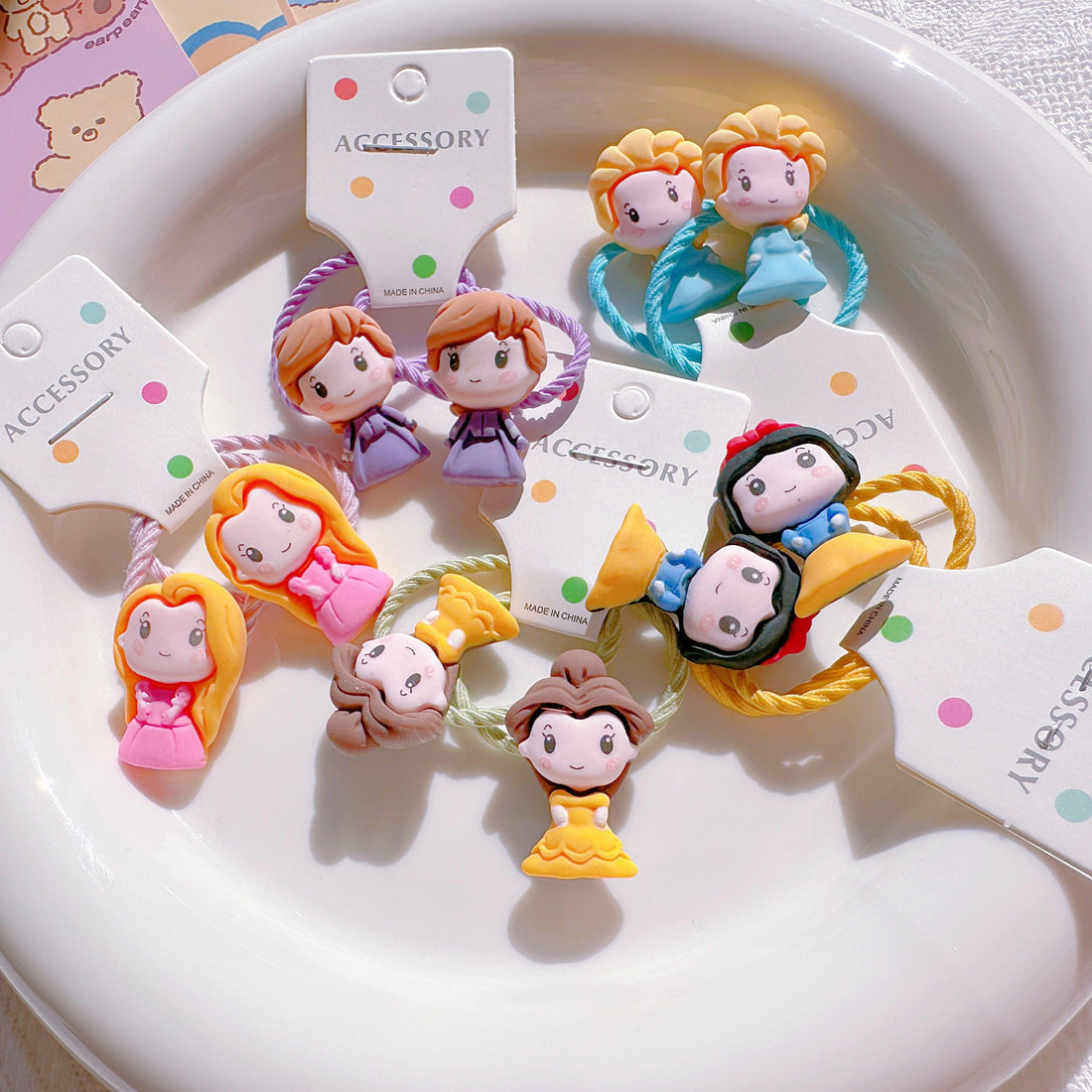 Set of 2 Disney Princess Hair Ties for Toddler Girls | Elastic Ponytail Holders - I‘M GIFT