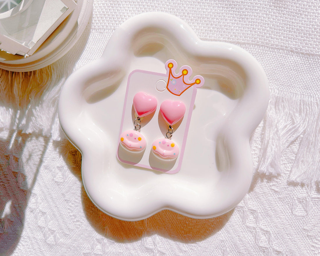 Cute Heart Donut Clip-On Earrings for Little Girls – Sweet & Stylish - I‘M GIFT