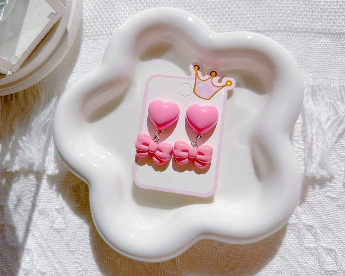 Elegant Pink Bow Clip-On Earrings for Little Girls – Perfect for Parties & Special Occasions - I‘M GIFT
