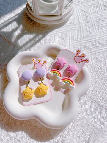 Adorable Clip-On Earrings for Toddler Girls – Rainbow & Star - I‘M GIFT