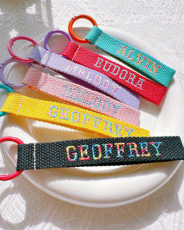 Custom Gradient Bold Font Embroidered Name Tag – Personalized Bag Tag & Keychain - I‘M GIFT