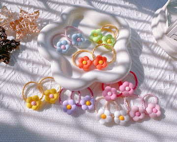 PAIR Flowers Hair Ties for Toddler Girl