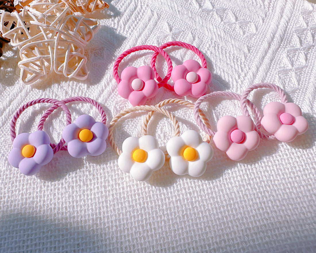 PAIR Flowers Hair Ties for Toddler Girl