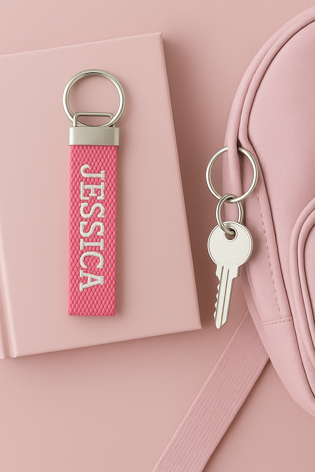 Custom Embroidered Name Tag Keychain: Personalized 2cm Cotton Bag Label