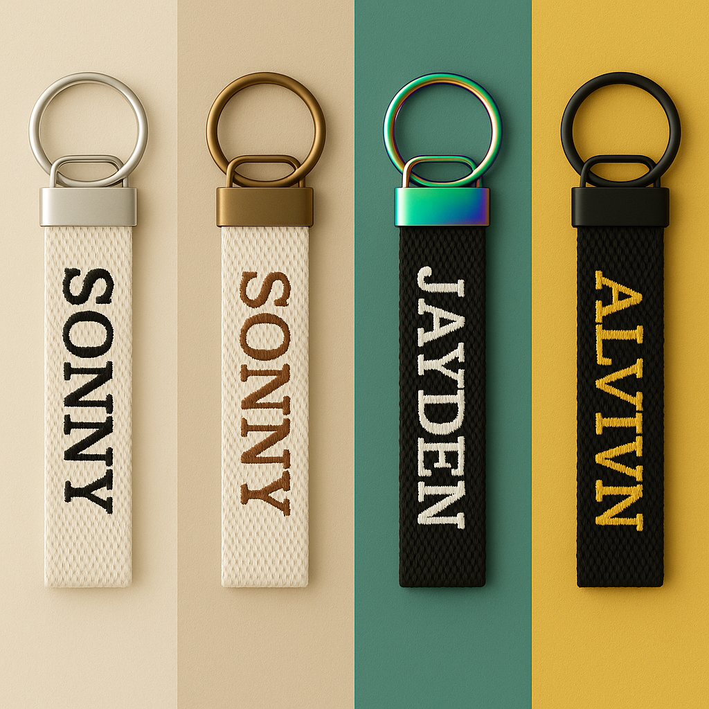 Custom Embroidered Name Tag Keychain: Personalized 2.5cm Cotton Bag Label