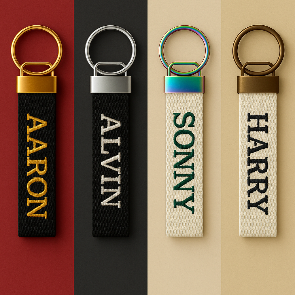 Custom Embroidered Name Tag Keychain: Personalized 2.5cm Cotton Bag Label
