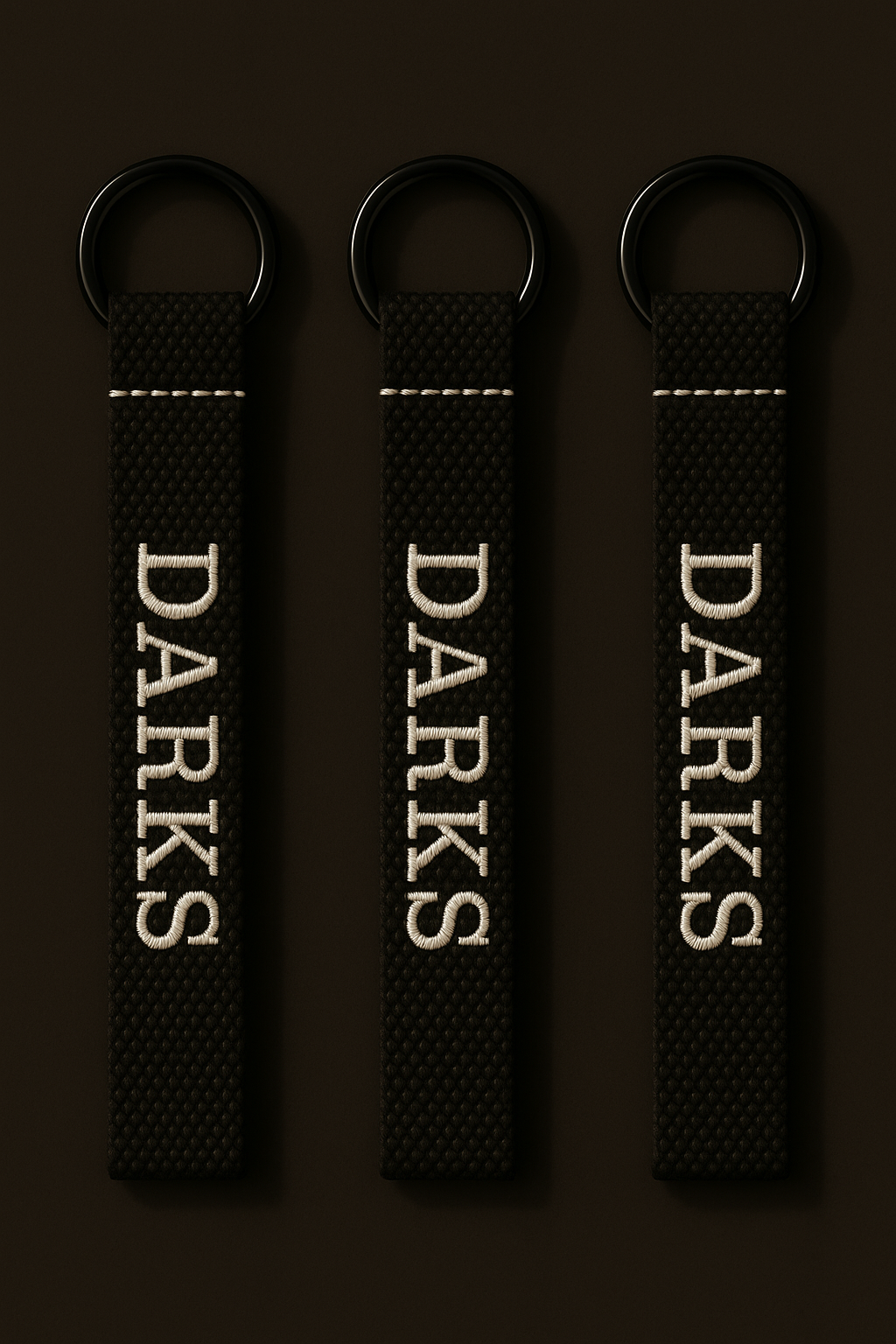 Custom Embroidered Name Tag – Black & White Keychain