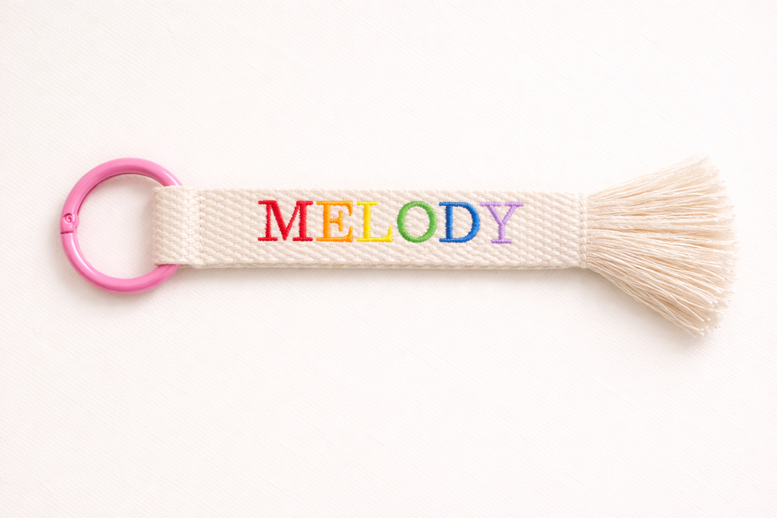 Personalized Kids Tassel Name Tag – Custom Embroidered Bag Tag
