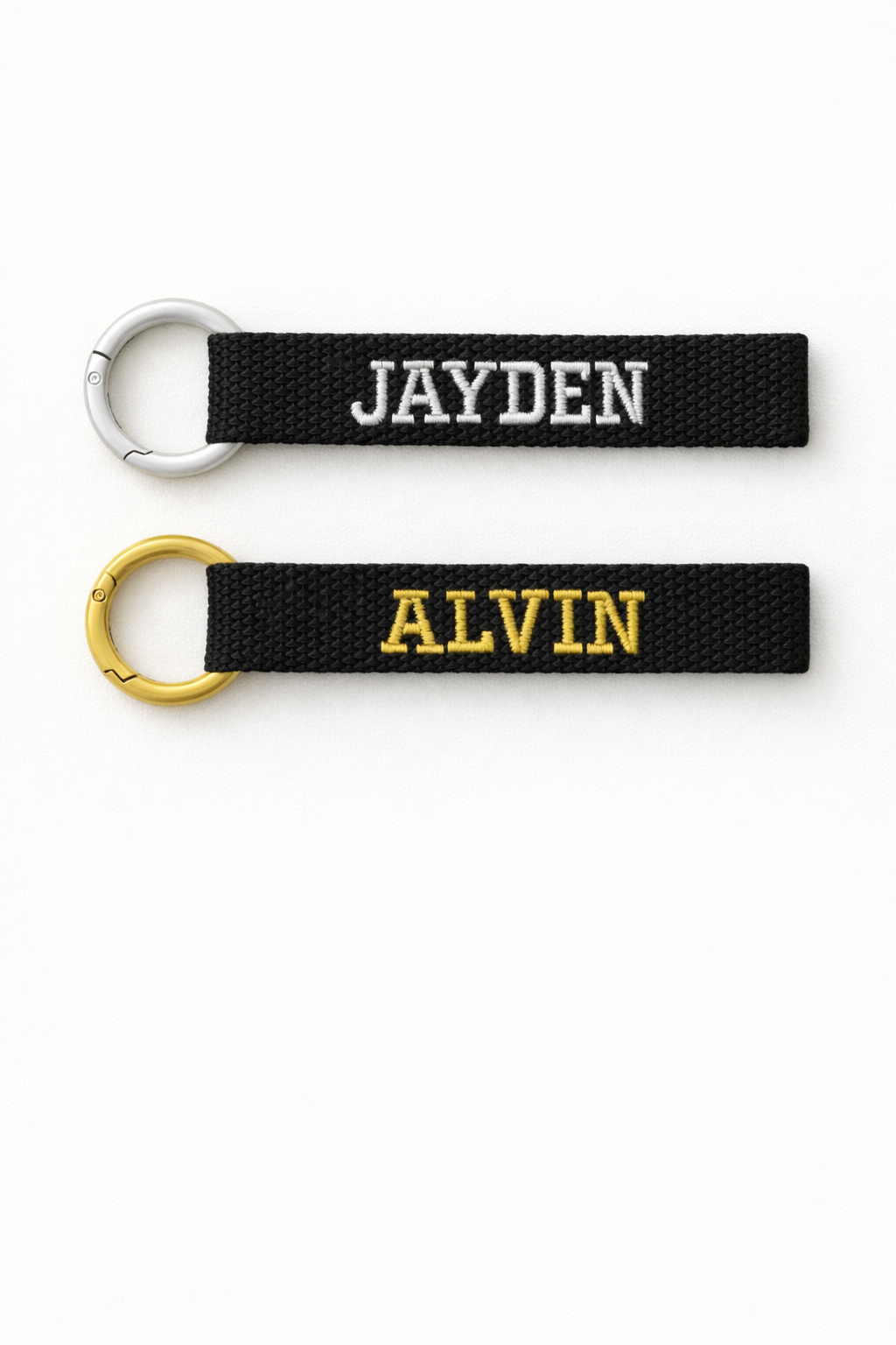 Gold & Silver Embroidered Name Tag | Custom Luggage & Keychain Tag