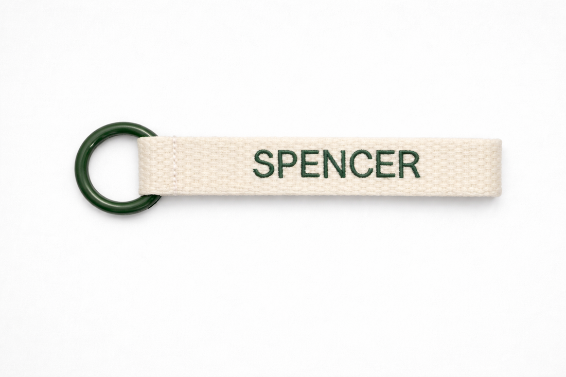 Personalized Embroidered Cotton Bag Tag | Hidden thread finish