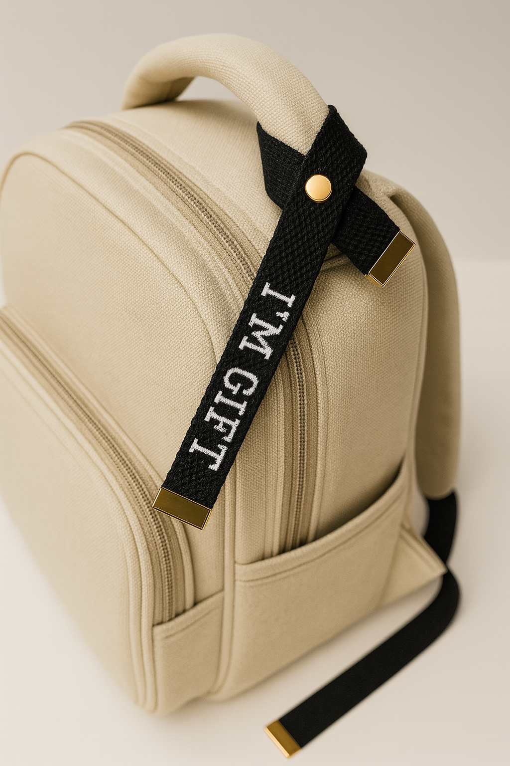 Personalized Black & White Ribbon Bag Tag | Embroidered Travel Tag