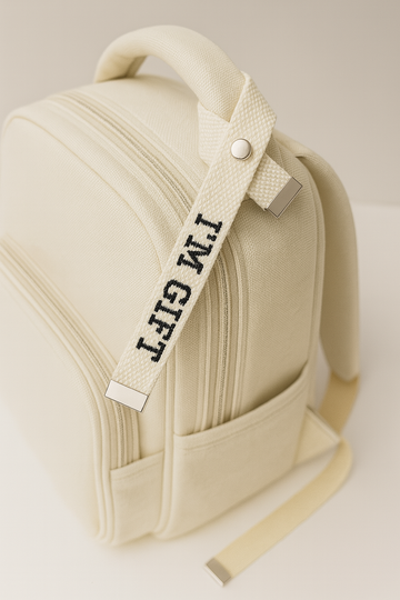 Personalized Black & White Ribbon Bag Tag | Embroidered Travel Tag