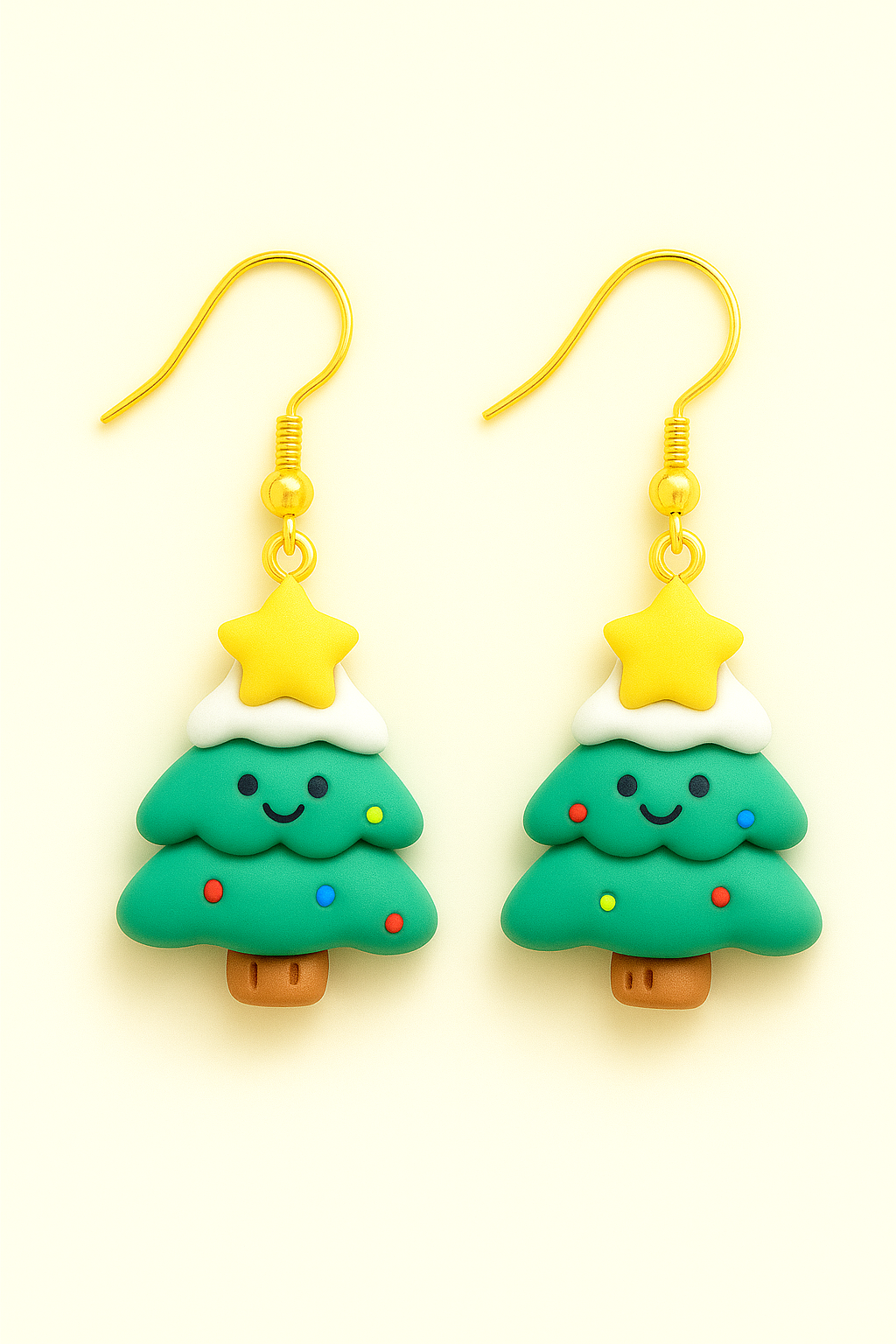 Christmas Dangles Earrings – Smiley Face Christmas Tree