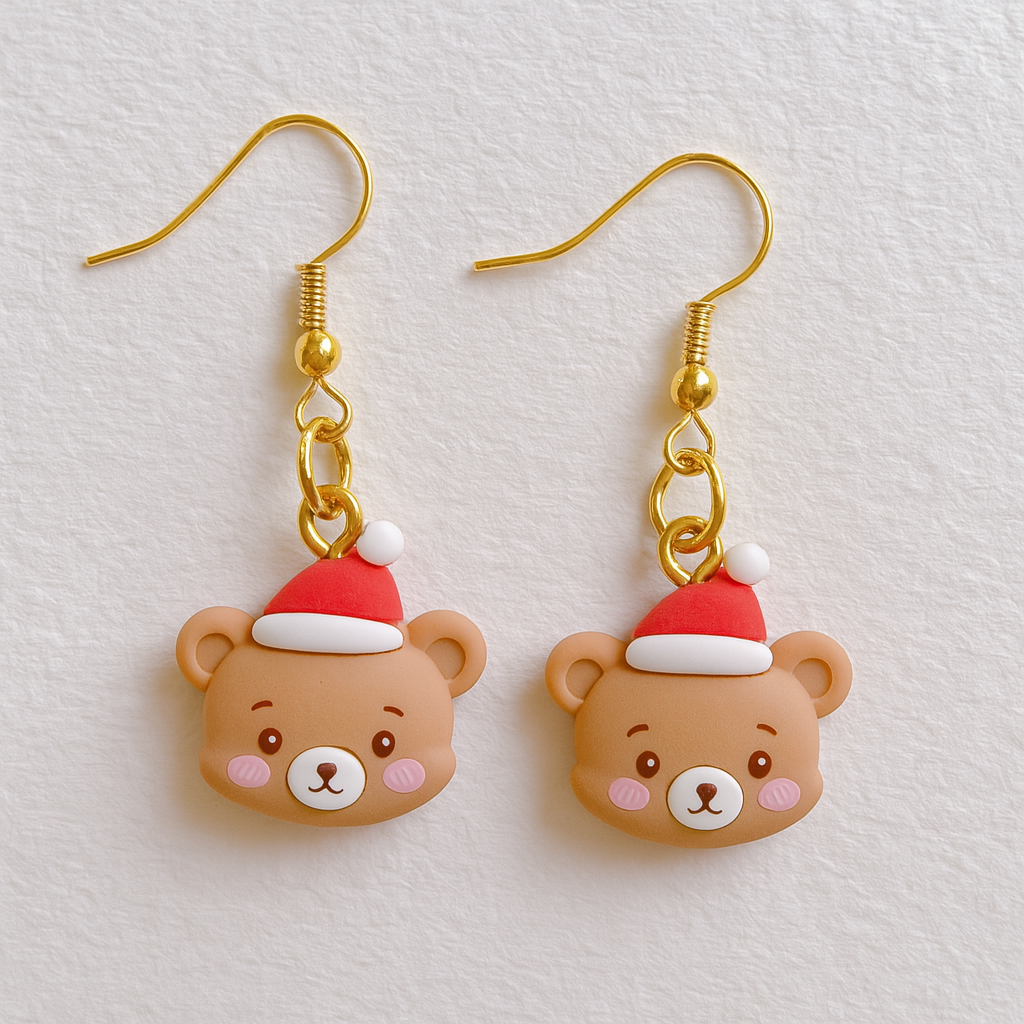 Christmas Dangles Earrings – Christmas Teddy Bear