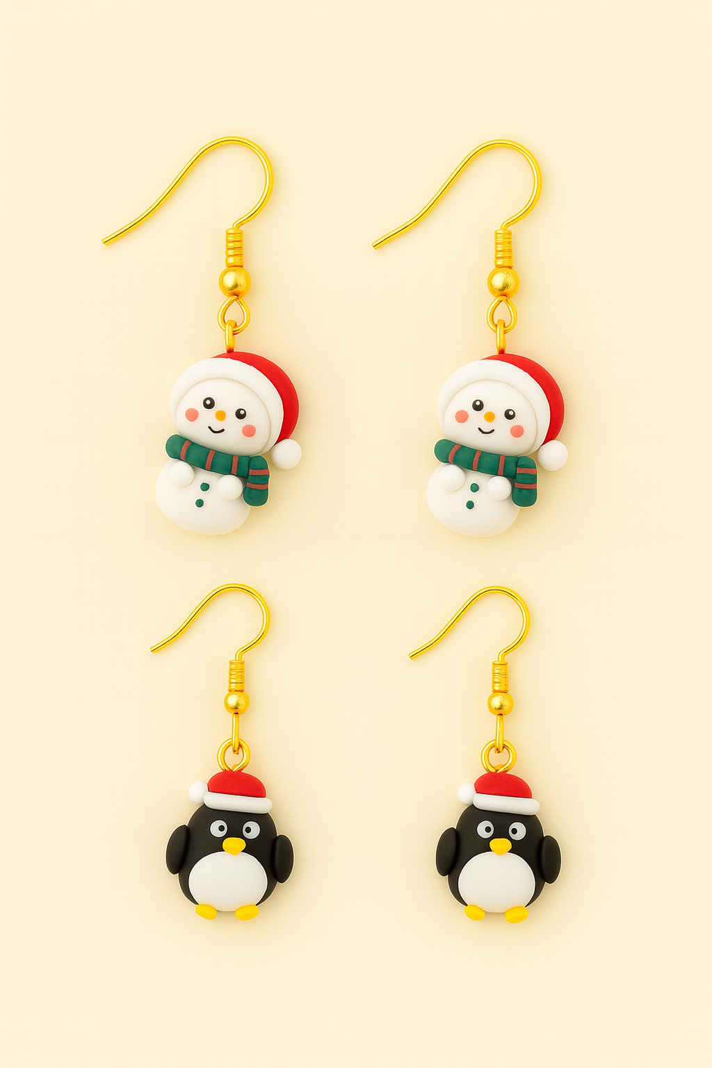 Christmas Earrings – Christmas Penguin & Snowman