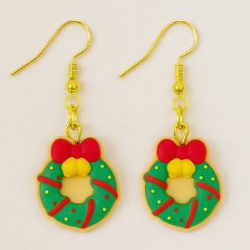 Christmas Dangles Earrings – Christmas wreath cookies earrings