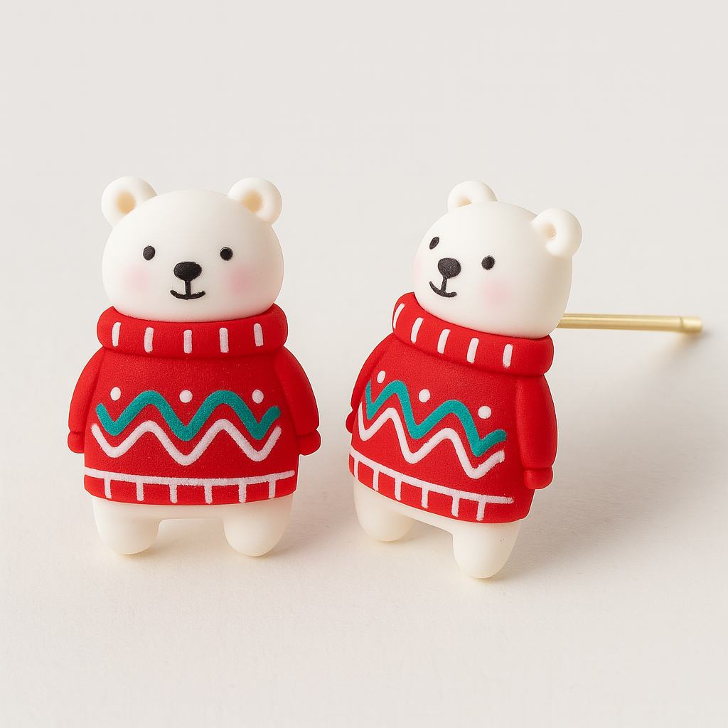 Christmas Stud Earrings – Christmas Polar Bear