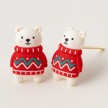 Christmas Stud Earrings – Christmas Polar Bear