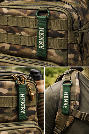 Personalized Tactical Name Tag – Custom Outdoor Gear Bag Tag | Hidden thread finish