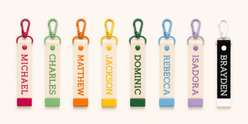 Personalized Embroidered Name Keychain – Custom Bag Tag with Carabiner