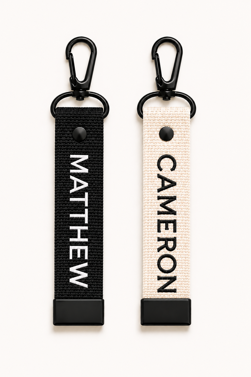 Personalized Embroidered Keychain – Custom Bag Tag with Carabiner