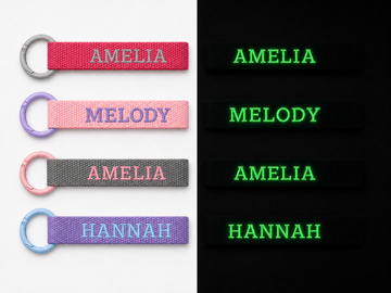 Glow in the Dark Embroidered Name Tag – Personalized Bag & Keychain Label