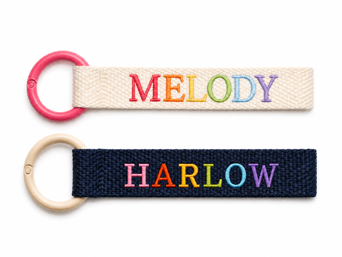 Multicolour Glow in the Dark Embroidered Name Tag – Personalized Bag & Keychain Label