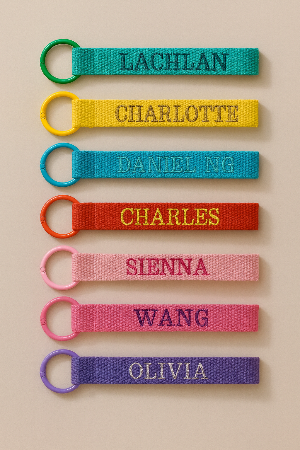 Personalised Embroidered Name Tag Keychain