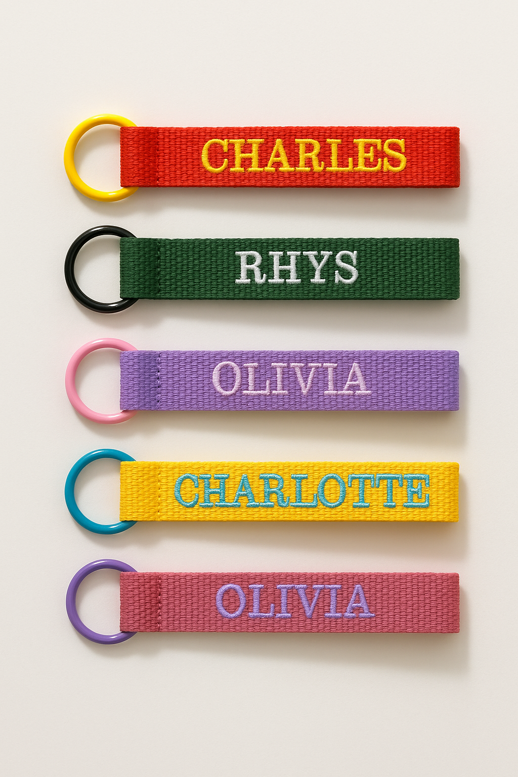 Personalised Embroidered Name Tag Keychain