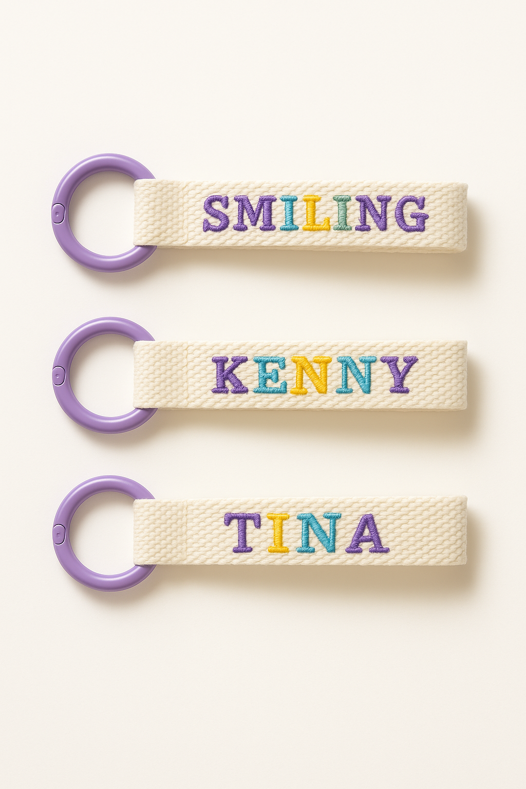 Personalized Multicolor Embroidered Bag Tag | Kids' School Keychain