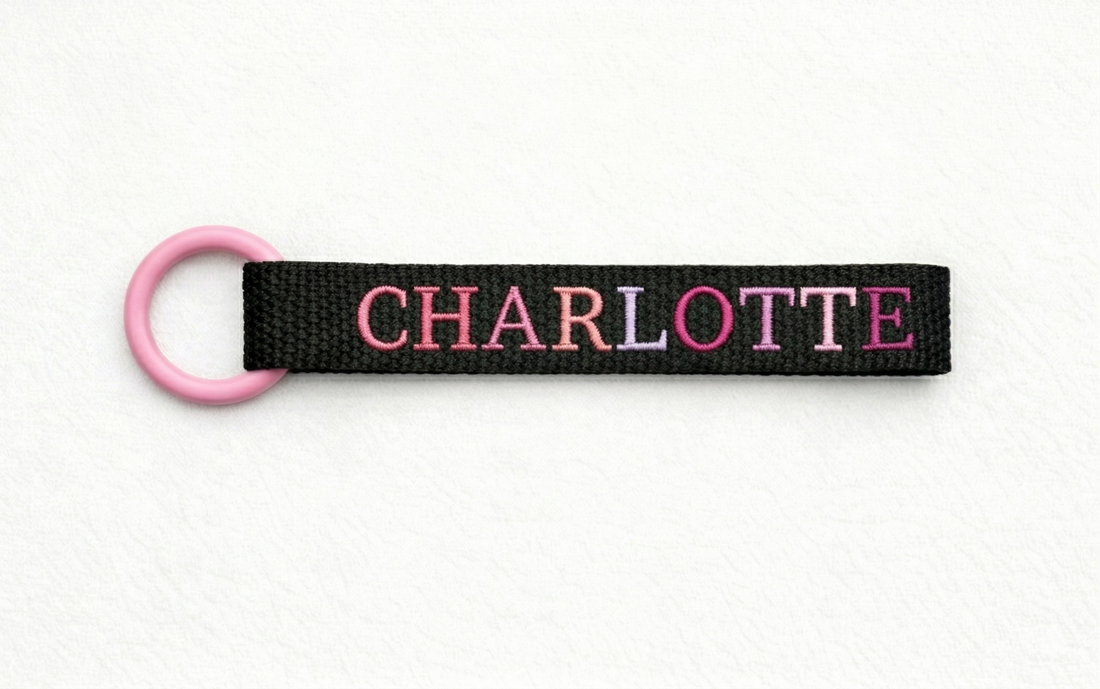 Personalized Gradient Embroidered Bag Tag | Hidden thread finish