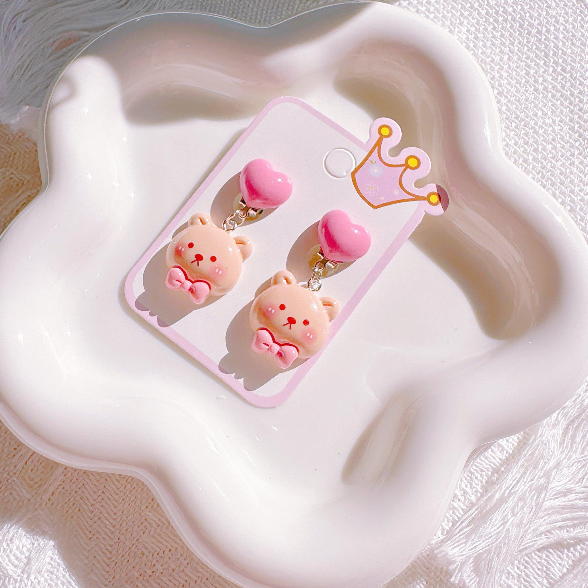 Cute Teddy Bear Clip-On Earrings for Little Girls – Perfect Gift for Any Occasion - I‘M GIFT