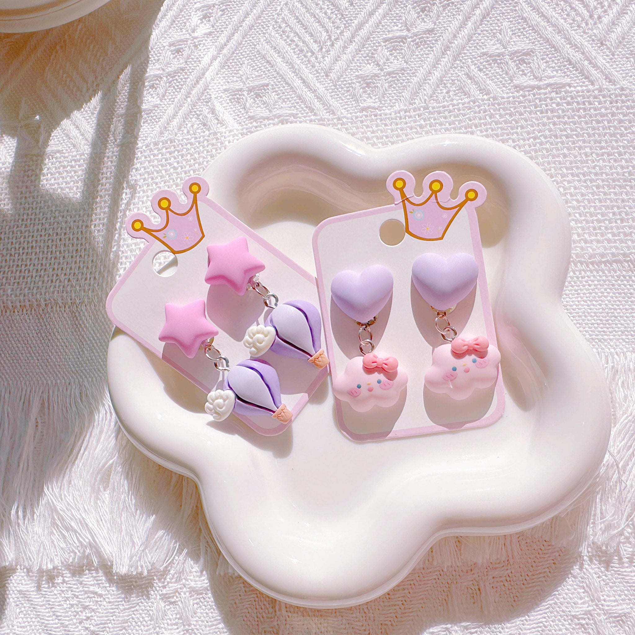 Adorable Clip-On Earrings for Toddler Girls – Air balloon & Clouds - I‘M GIFT