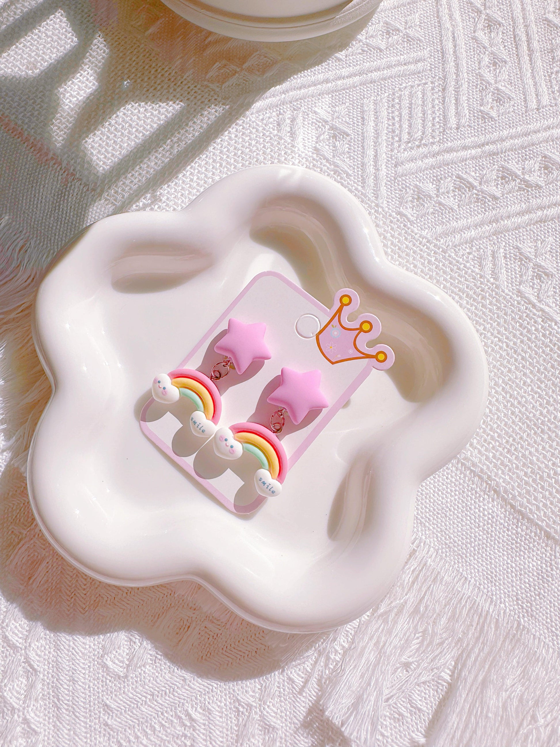 Adorable Clip-On Earrings for Toddler Girls – Rainbow & Star - I‘M GIFT