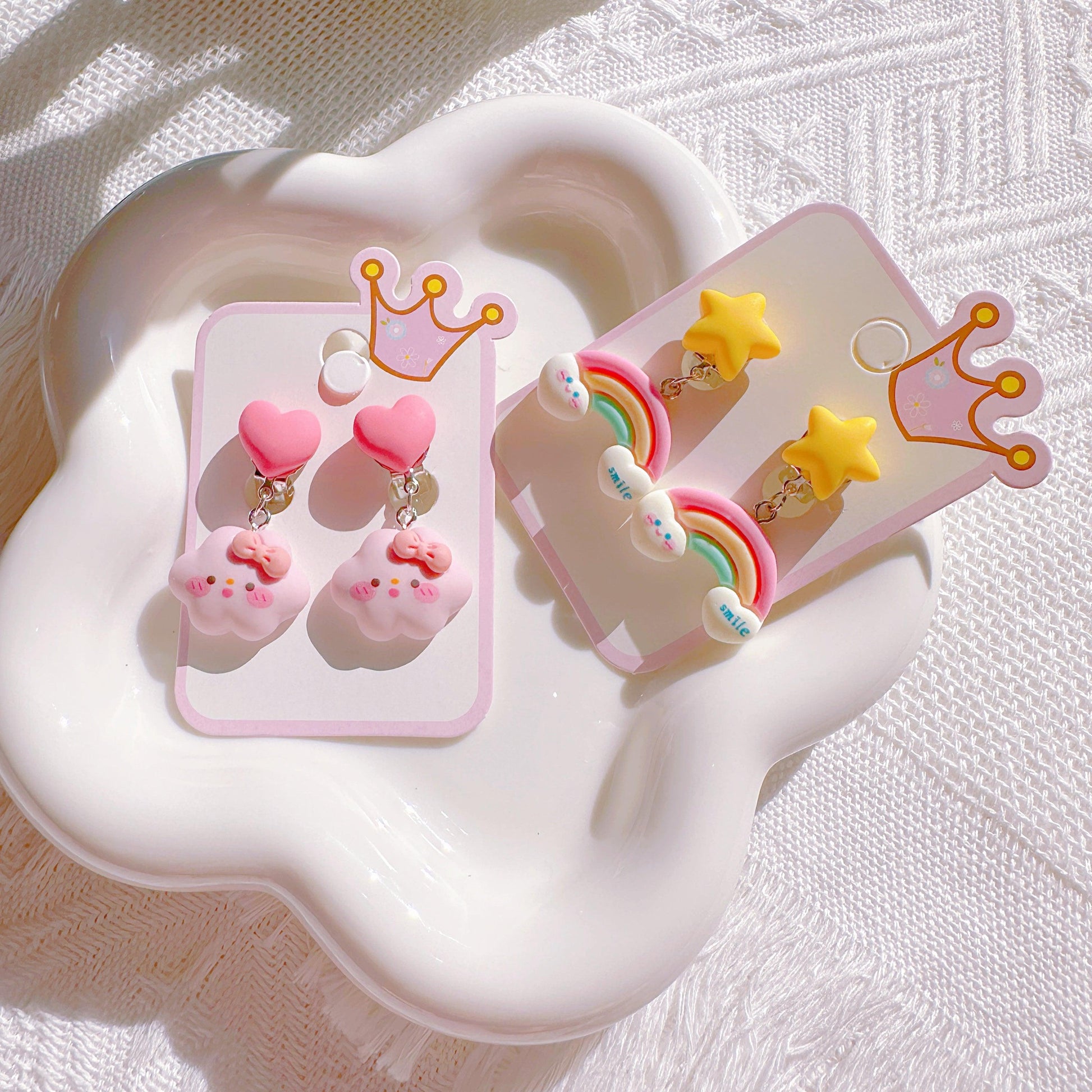 Adorable Star Rainbow & Baby Cloud Clip-On Earrings – No Piercing Needed! - I‘M GIFT